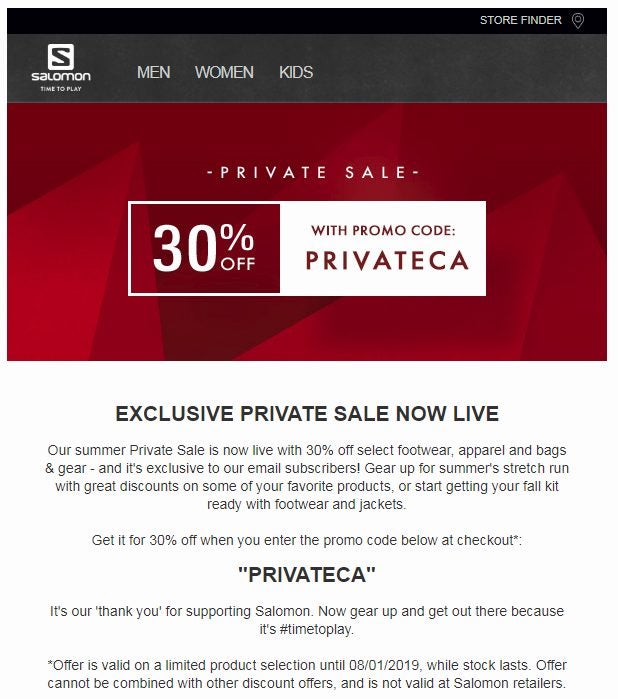 salomon private sale