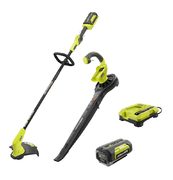 warm- RYOBI 40V Lithium-Ion Cordless String Trimmer and Blower / Sweeper Combo Kit