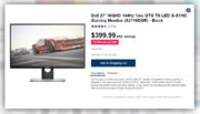 Dell 27" WQHD 144Hz 1ms GTG TN LED G-SYNC Gaming Monitor (S2716DGR) $399.99