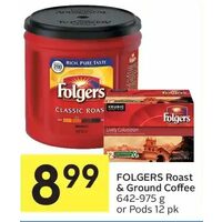 Folgers Roast & Ground Coffee Or Pods 