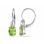 Amour Sterling Silver 3 1/7ct TGW Peridot and Created White Sapphire Dangle Earrings - $44.99