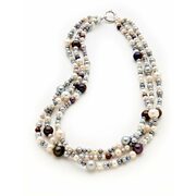 Sterling Silver Three Strand Multi Coloured Pearl Necklace - $134.00 - $206.00 (60% off)