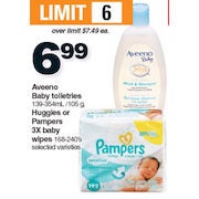 Aveeno Baby Toiletries Huggies or Pampers 3X Baby Wipes - $6.99