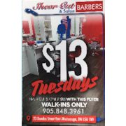 $13.00 Hair Cuts on Tuesdays - Walk-Ins Only