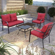 Contemporary 4-Piece Patio Conversation Set - Charcoal/Red - Online Only - $698.99 ($150.00 off)