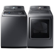 Samsung 6 Cu. Ft. High Efficiency Top Load Steam Washer & 7.4Cu. Ft. Electric Steam Dryer - Platinum - $1899.98 ($700.00 off)