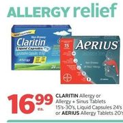Claritin Allergy Or Allergy + Sinus Tablets, Liquid Capsules Or Aerius Allergy Tablets   - $16.99