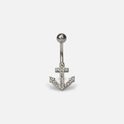 Stainless Steel Belly Button Ring With Anchor And Stones - $6.23 ($18.72 Off)