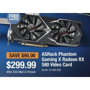 ASRock Phantom Gaming X Radeon RX 580 DirectX 12 RX580 8G OC 8GB 256-Bit GDDR5 PCI Express 3.0 x16 HDCP Ready Video Card - $299.99