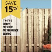 1" x 6" x 6" Brown Pressure Treated Fence Boards - 15% off