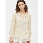 Embroided Tie-front Top In Linen-cotton - $50.99 ($28.96 Off)