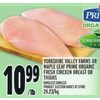 Yorkshire Valley Farms Or Maple Leaf Prime Organic Fresh Chicken Breast Or Thighs - $10.99/lb