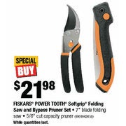 Fiskars Power Tooth Softgrip Folding Saw And Bypass Pruner Set  - $21.98