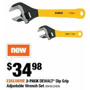2 Pack Dewalt Dip Grip Adjustable Wrench Set - $34.98