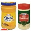 Kraft Cheez Whiz or 100% Parmesan Grated Cheese - $6.99