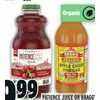 Patience Juice or Bragg's Apple Cider Vinegar - $9.99